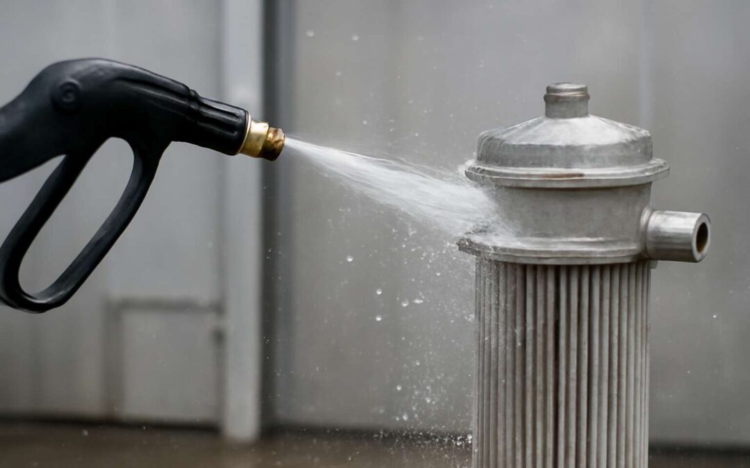 Unlock peak filtration with a high pressure cleaning nozzle for cartridge filters.